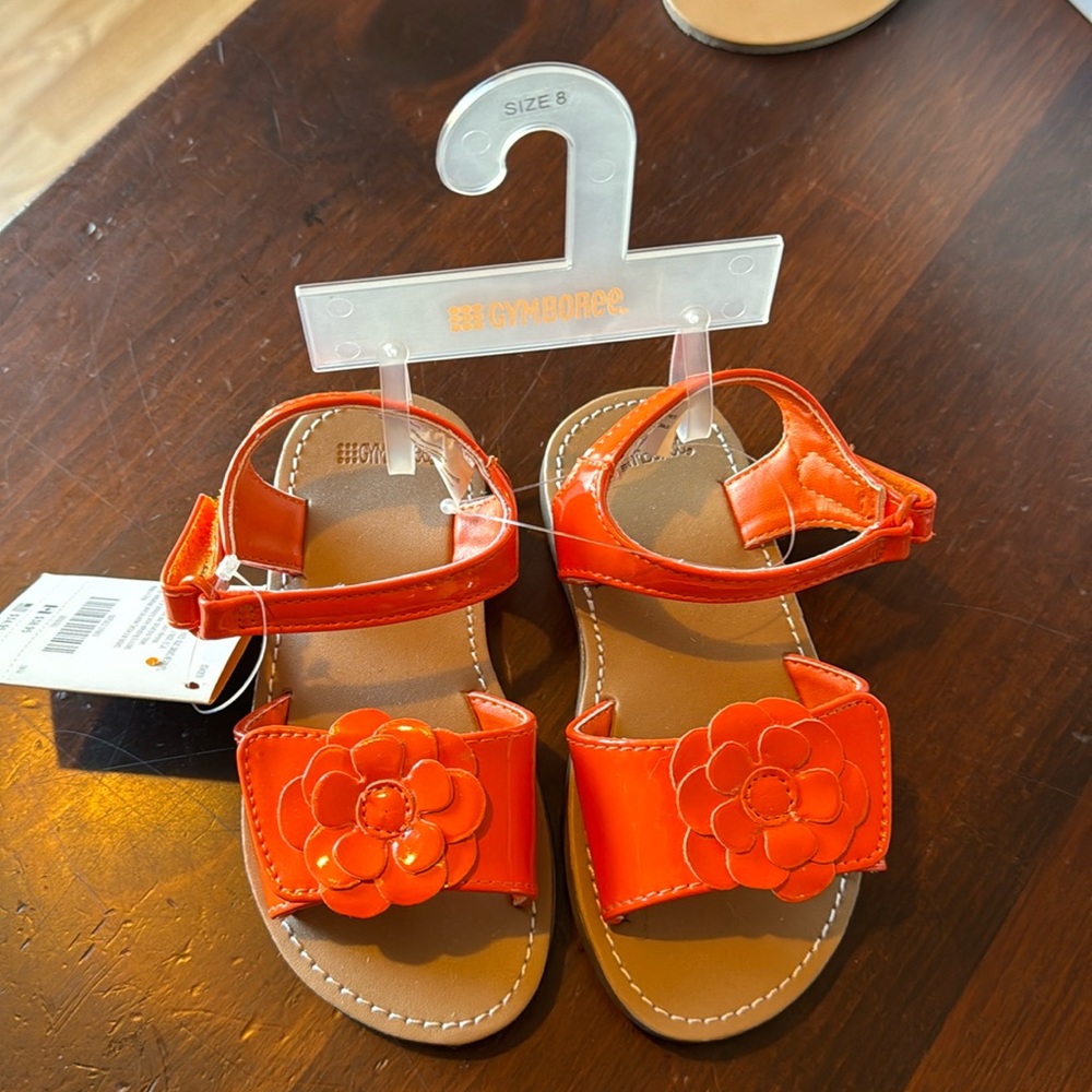 NWT Gymboree Size 8T Orange Floral Sturdy footed Sandals